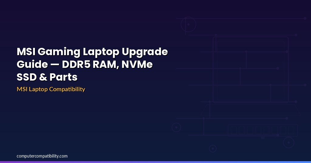MSI Gaming Laptop Upgrade Guide — DDR5 RAM, NVMe SSD & Parts (2026)