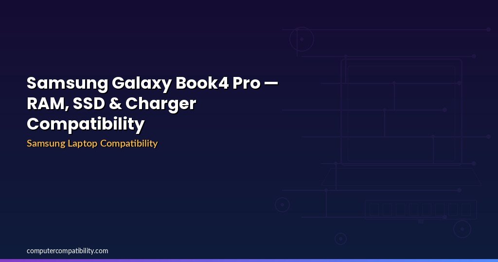 Samsung Galaxy Book4 Pro — RAM, SSD & Charger Compatibility