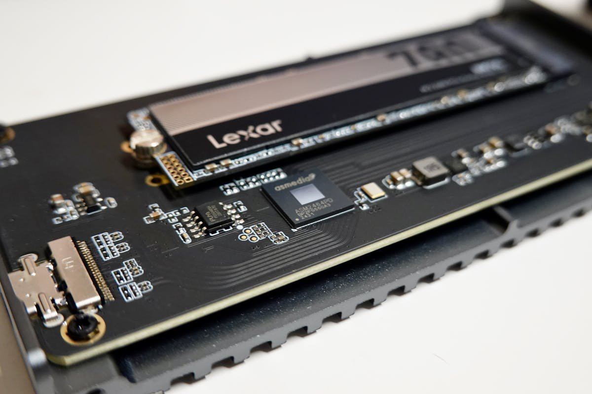 NVMe SSD installed on circuit board